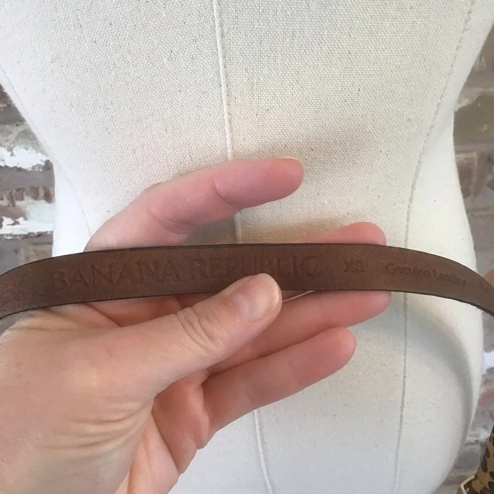 BANANA REPUBLIC Women's Leopard Print Fur Haircalf Thin Skinny Belt XS - Picture 8 of 8